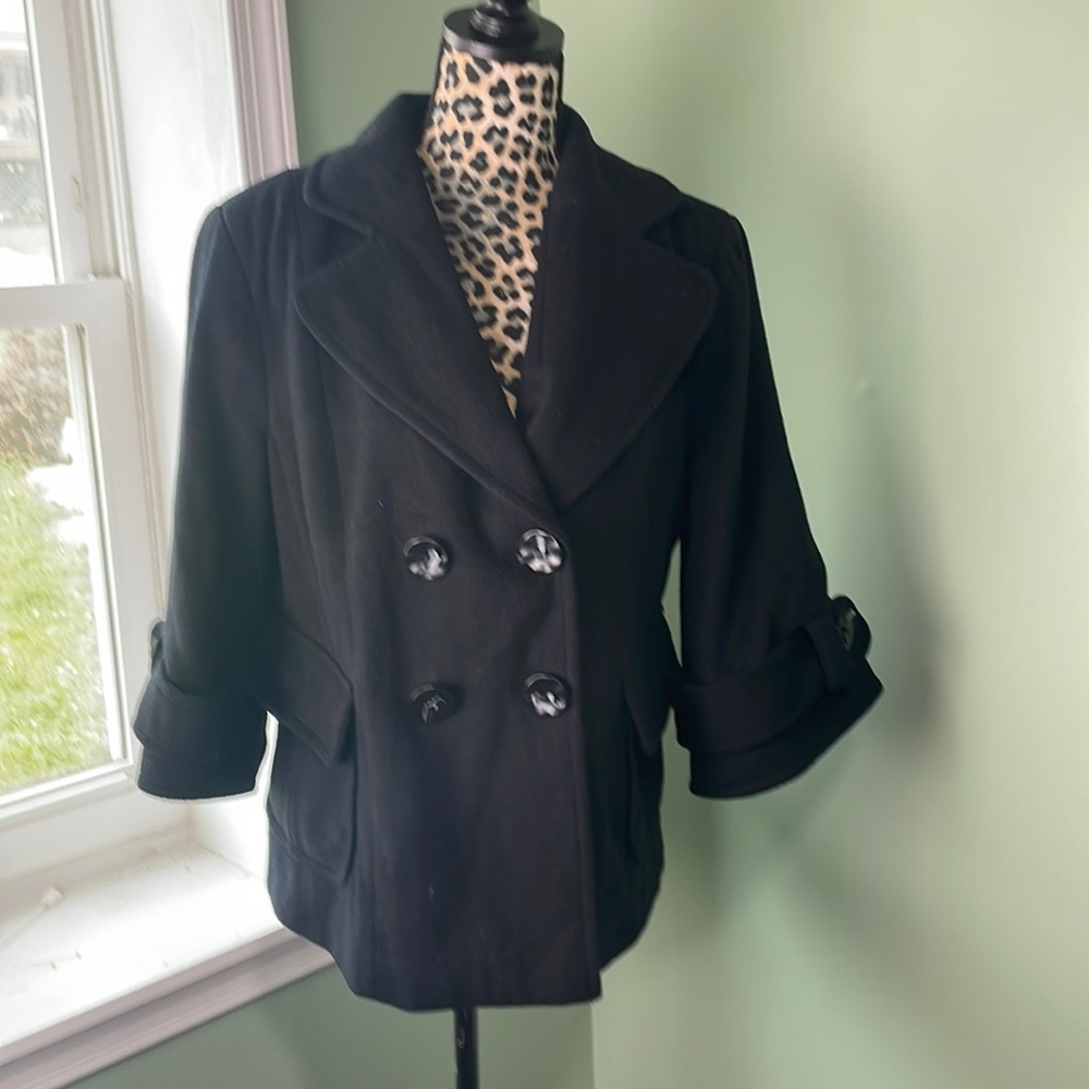 Terry Lewis black pea coat, medium